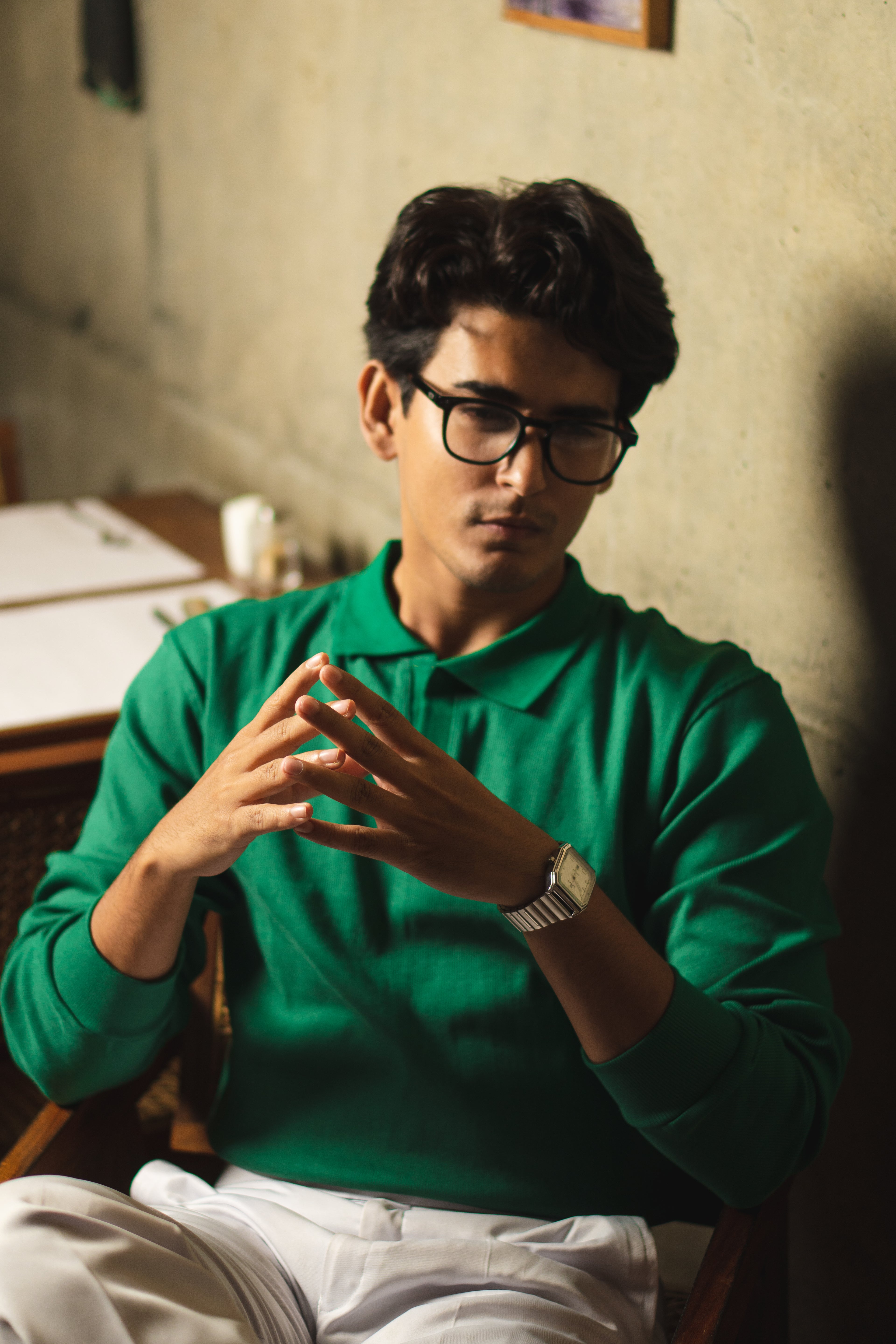 Retro Green Rib Knit Pullover