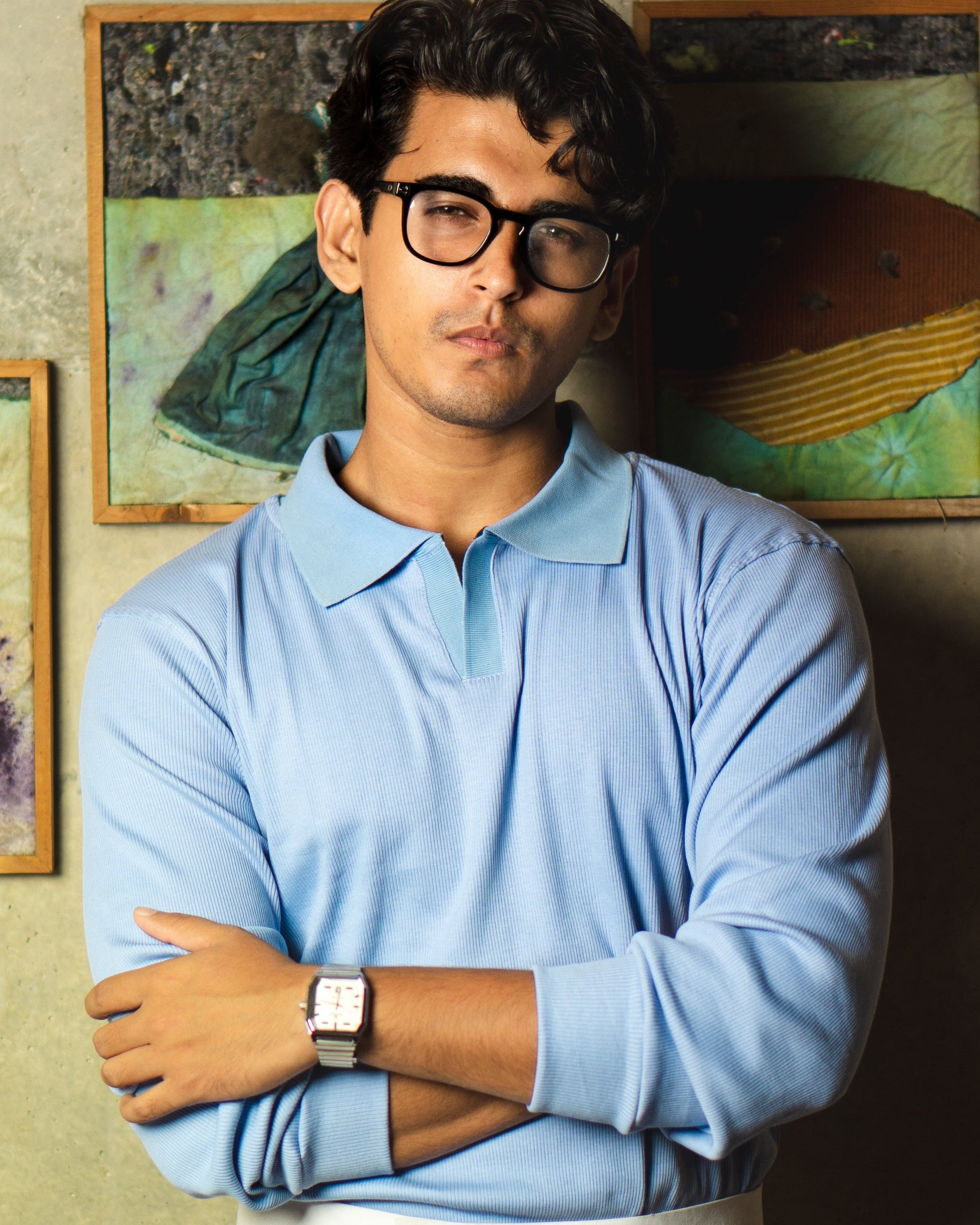 Aero Blue Rib Knit Pullover