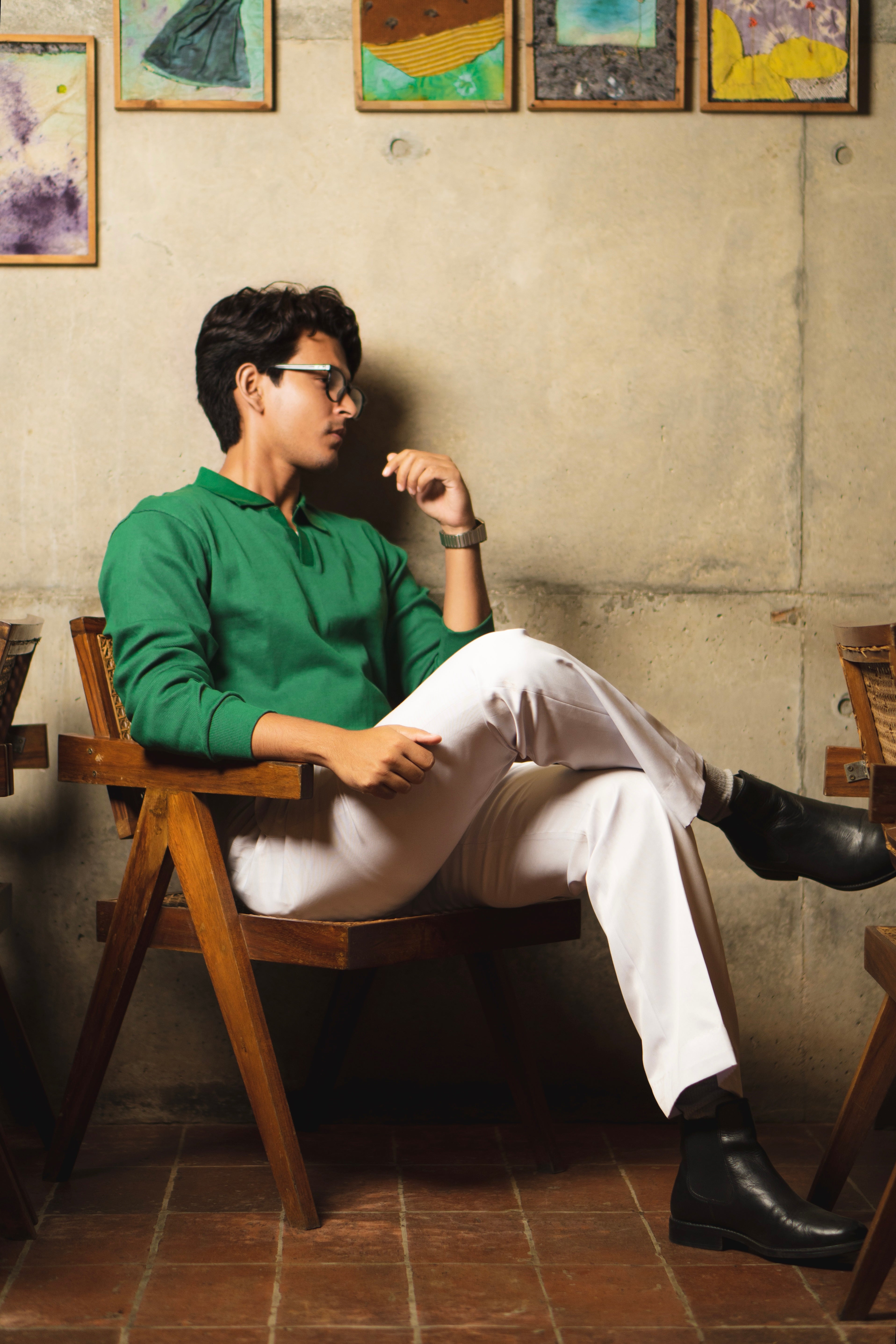 Retro Green Rib Knit Pullover