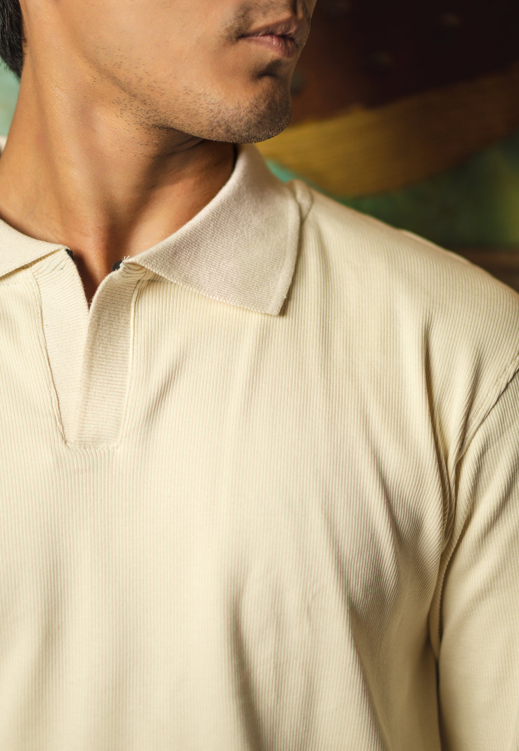 Ivory Rib Knit Pullover