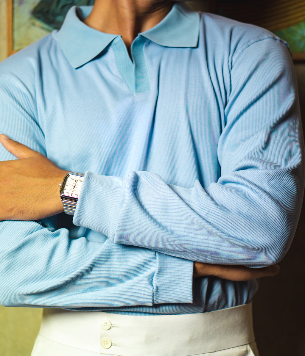 Aero Blue Rib Knit Pullover