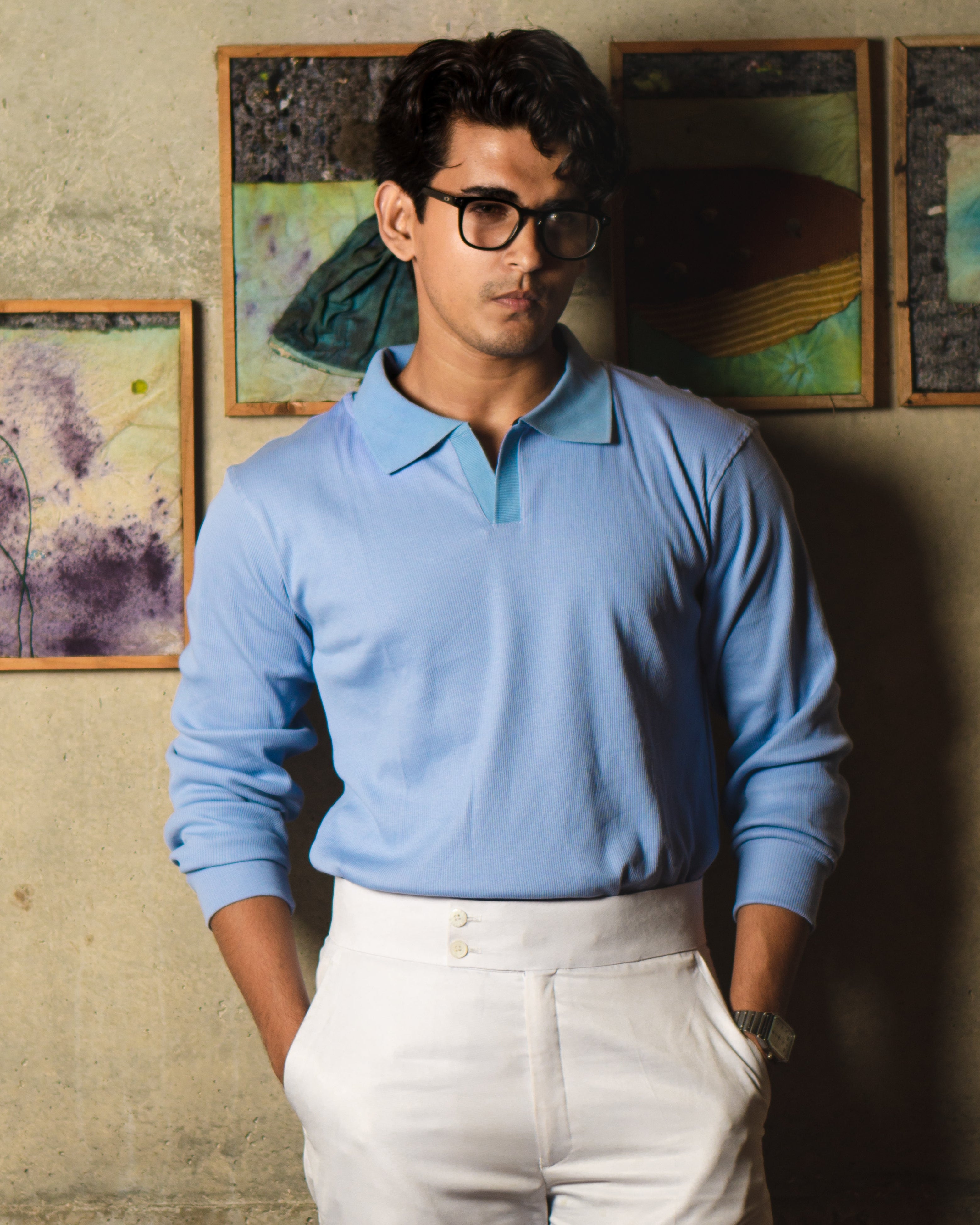 Aero Blue Rib Knit Pullover