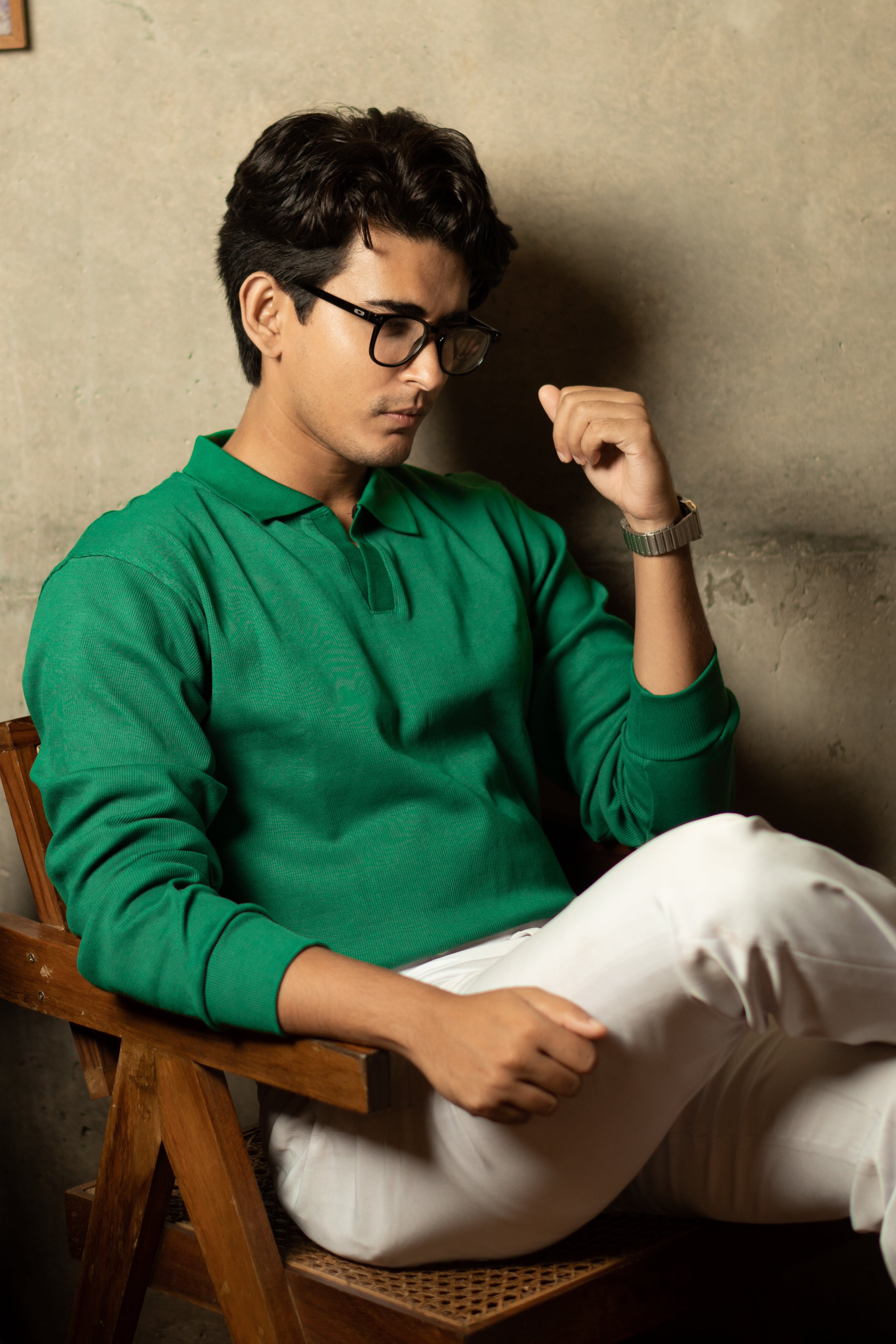 Retro Green Rib Knit Pullover